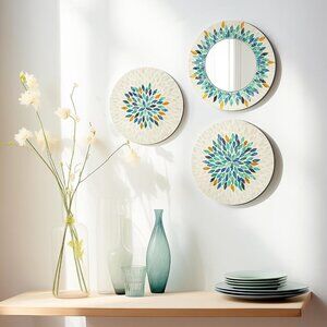 NWT TEIPAI  Jewel-Tone Mother of Pearl Mirror Wall Decor